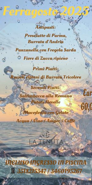 FERRAGOSTO 2025 MENU ADULTI